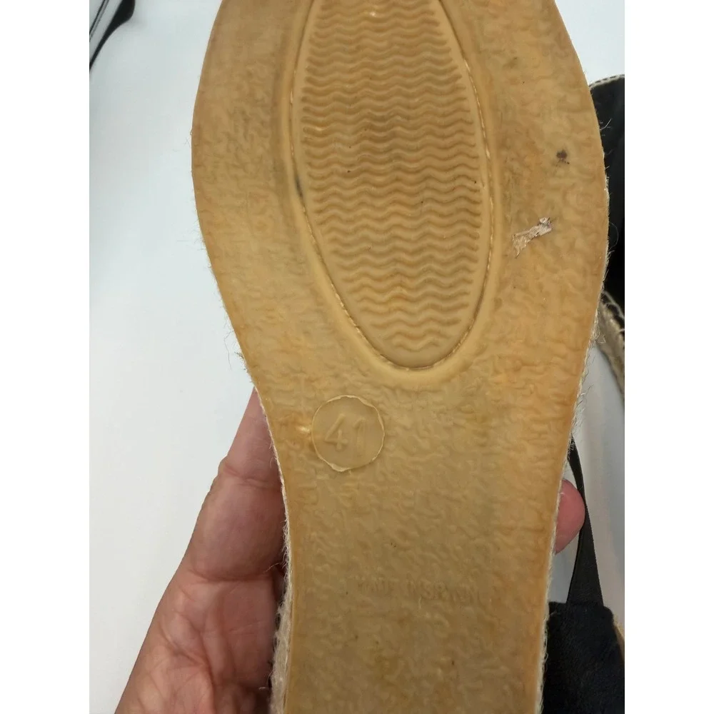 Toni Pons Origins Black Canvas Espadrille Sandals Elastic Straps Spain Womens 10
